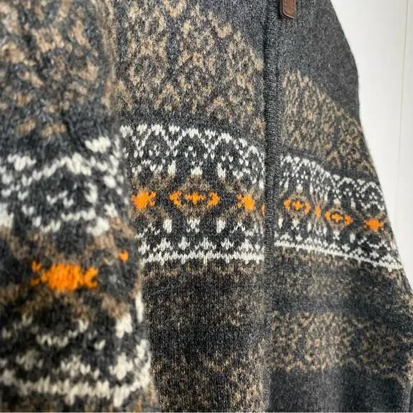 Telluride Clothing Fair-Isle Full Zip Cardigan Wool Blend Charcoal Gray Medium - Picture 6 of 13